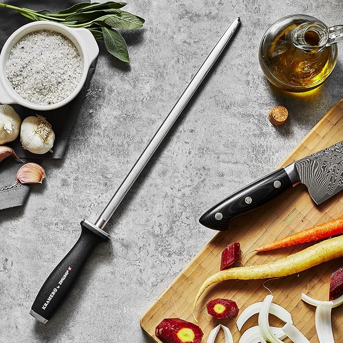 KRAMER by ZWILLING 12-inch Double Cut Honing Steel with Plastic Handle