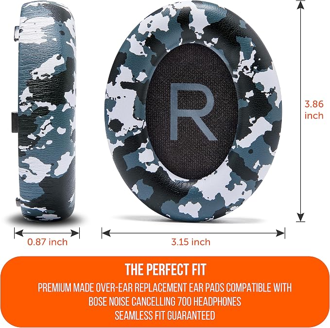 WC Wicked Cushions Upgraded Replacement Ear Pads for Bose 700 Noise Cancelling Headphones (NC700) - Softer PU Leather, Luxurious Memory Foam, Added Thickness, Extra Durable Ear Cushions | Snow Camo