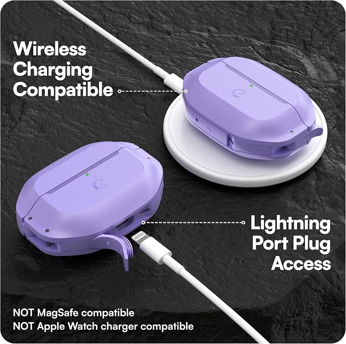 Keybudz for Waterproof AirPods Pro 3 Case with Lock - IP68 Waterproof and Dust Proof, Shockproof Protector, Heavy Duty Rugged Protection, Drop Proof Hard Cover for AirPods Pro 3rd Gen (Wild Lavender)