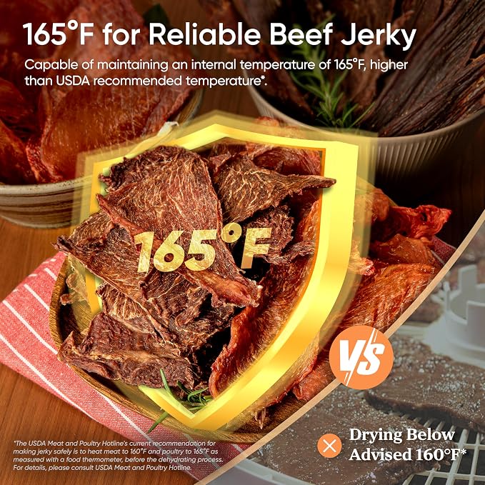 Cosori Food Dehydrator, 6 Trays With Large 6.5" Drying Space, 600W Power Saves More Time Than 480W, 165°F Dehydrated Dryer for Jerky, Dog Treats, Herbs, Meat, Fruit, Black