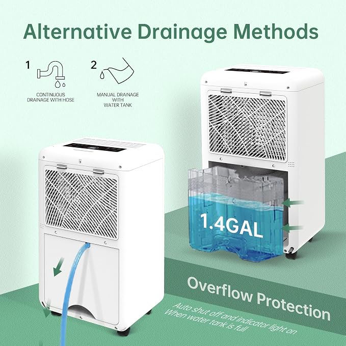 HUMSURE 4500 Sq. Ft 80 Pints Dehumidifier for Basement and Home, Bathroom, Bedroom, Equipped With Drainage Hose, Automatic Defrosting, 24-Hour Timer Function