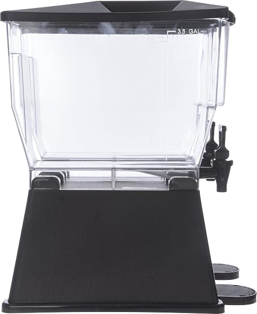 Carlisle FoodService Products Trimline Double Base Rectangular Beverage Dispenser with Stand – 3.5 Gallon Catering Drink Dispenser with Spigot, Set of 2, Polycarbonate (PC), Black, Perfect for Parties