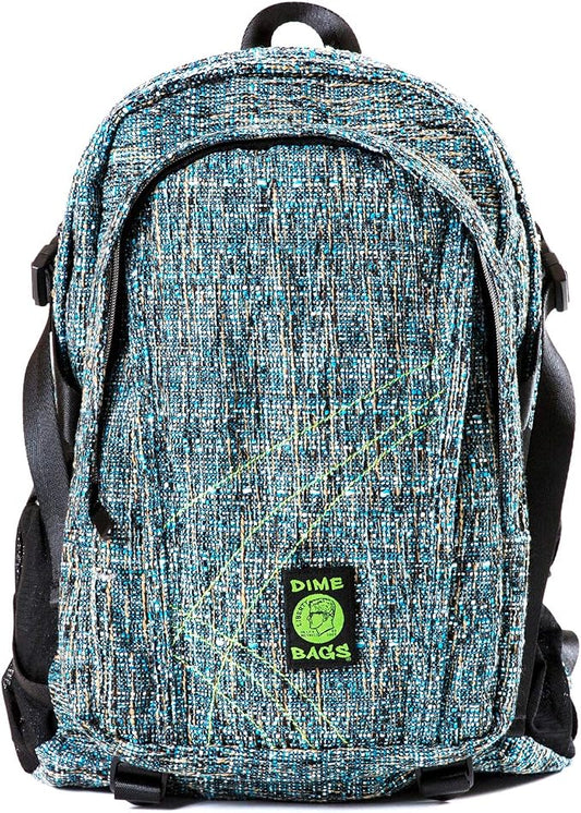 Dime Bags Backpack For Travel & School, Durable Hempster Material, 9 Storage Compartments & 2 Side Bottle Pockets, Fits 17” Laptop, Adjustable Padded Straps, Hidden Internal Pocket (Glass)