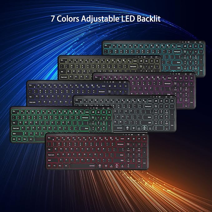 SurnQiee Wireless Backlit Keyboard and Mouse Combo, 2.4G Rechargeable Ultra Slim Silent Keyboard and Mouse Set for Windows PC Computer, Laptop, Desktop (Black)