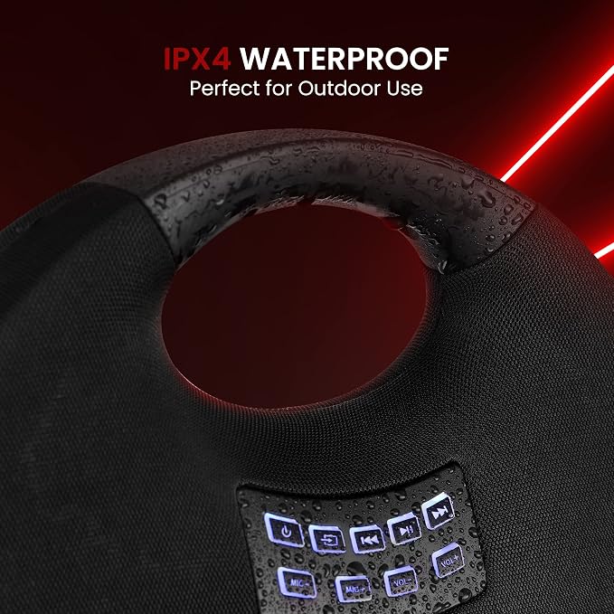 Pyle Portable Waterproof Bluetooth Speaker - 280 Watt Max Output Power, Wireless Music Streaming, Rechargeable Battery, MP3/WMA/FLAC Digital Audio File Support, & Remote Control Battery Operated