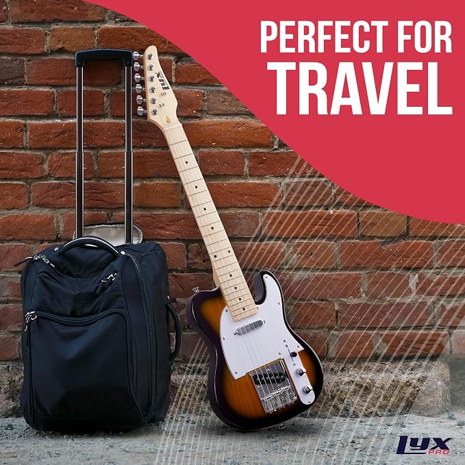 LyxPro 30” Electric Guitar TL Series, Full-Size Paulownia Wood Body, 3-Ply Pickguard, C-Shape Neck, Ashtray Bridge, Quality Gear Tuners, 3-Way Switch & Volume/Tone Controls, 2 Picks Included, Sunburst