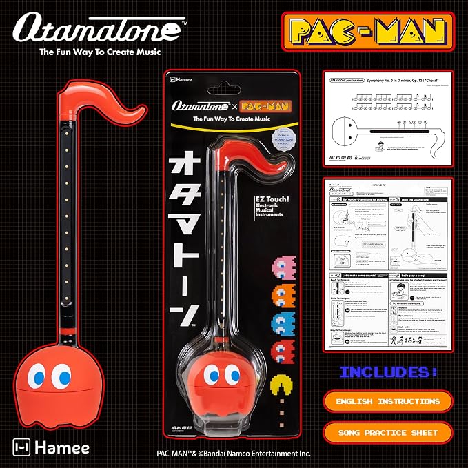 Otamatone PAC-MAN Electronic Musical Instrument Portable Synthesizer Toy from Japan by Maywa Denki – Fun Award-Winning Music Toy for Kids, Teens & Adults [English Instructions] - Blinky