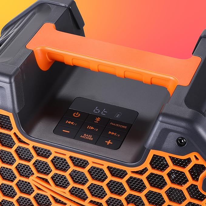Altec Lansing TOUGHBOXX Bluetooth Speaker, 70W Peak Power, IPX5 Waterproof, 18Hr Playtime, Party Sync 100+ Units, FM Radio, USB-C & Mic In, Ultimate Portable Outdoor Bluetooth Speaker