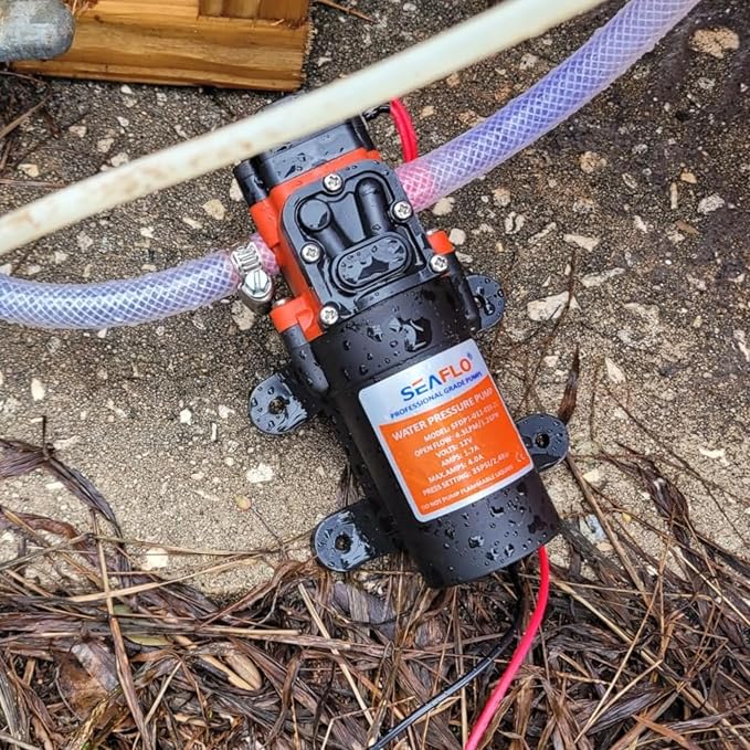 SEAFLO 21-Series Water Pressure Diaphragm Pump - 12V DC, 1.2 GPM, 35 PSI with Adjustable Pressure Switch, Self-Priming, Quiet Operation for RV, Boat, and Off-Grid Applications
