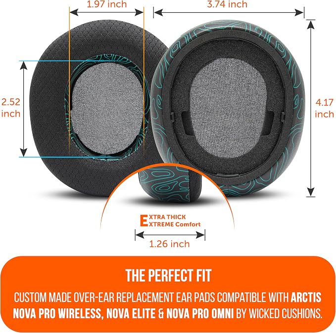 WC Freeze Nova Pro Wireless - Cooling Gel Earpads for Arctis Nova Pro Wireless, Nova Elite & Nova Pro Omni (Doesn’t Fit Other Models), by Wicked Cushions, Extra Thick & Comfortable | Midnight FrankP