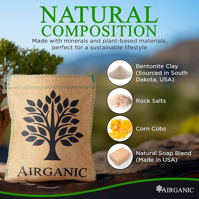 Natural Moisture Absorber Dehumidifier Bags (2-Pack) – Plant & Mineral Desiccant Pouches for Closet, Car, Gun Safe, RV, Bathroom – Reusable Mini Humidity & Odor Control