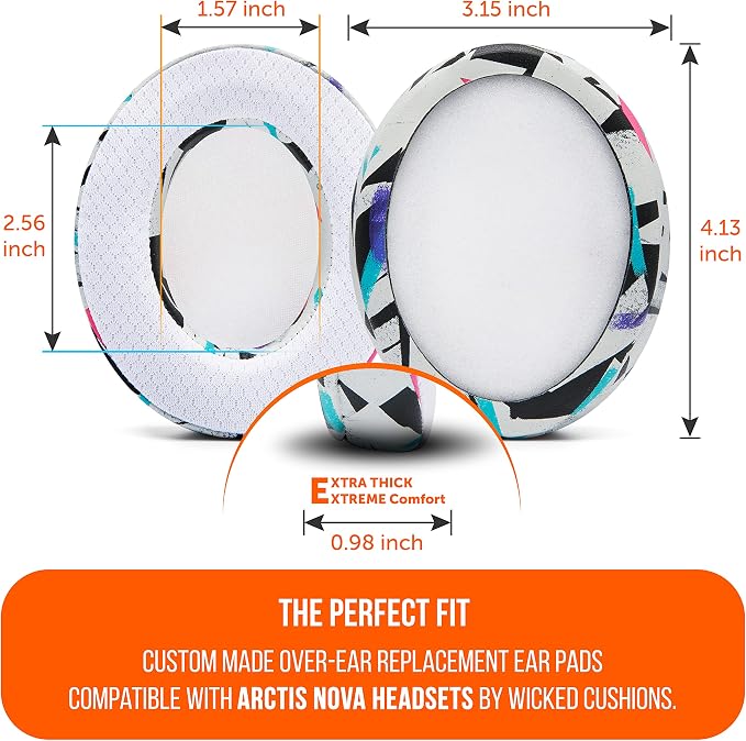 WC Freeze for Arctis Nova - Hybrid Fabric Cooling Gel Replacement Earpads for Arctis Nova Pro Wired, Nova 7, 5, 4, 3, 1 - Made by Wicked Cushions (Does Not Fit Nova Pro Wireless) | 90's White