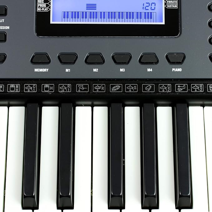 RockJam 61 Key Keyboard Piano with Pitch Bend, Power Supply, Sheet Music Stand, Piano Note Stickers & Simply Piano Lessons