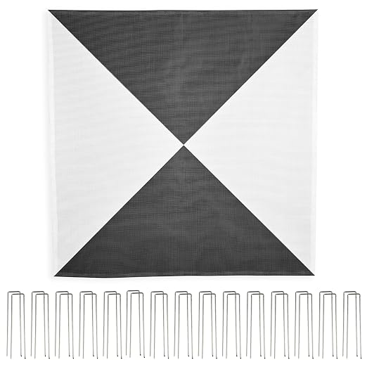 Sky High Bull's-Eye (48"x48") XL Degradable Drone Ground Control Point GCP with 30 Staples (Black/White Iron Cross) | Aerial Targets for Drone Mapping & Surveying | Compatible with DroneDeploy & Pix4D