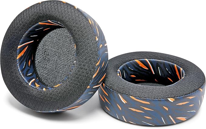 WC Freeze Virtuoso - Hybrid Fabric Cooling Gel Replacement Earpads for Corsair Virtuoso Gaming Headset, Made by Wicked Cushions, Improved Durability, Thickness and Sound Isolation |Navy Tiger