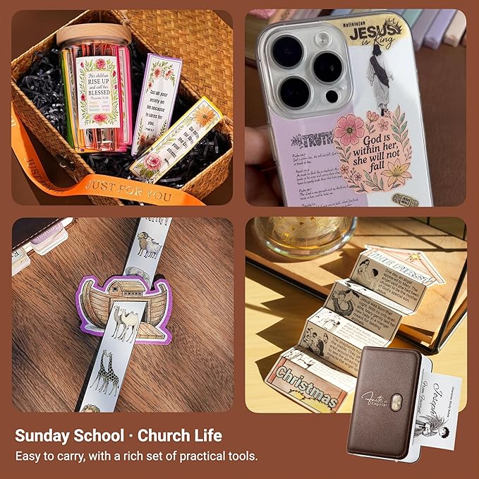 Bible Study Journal Accessories, Mini Thermal Printer FP31, Christian Gifts for Women Kids Confirmation Baptisms Religious Birthday Index Tabs, Compatible with 2" & 3" Stickers, with 4 Rolls