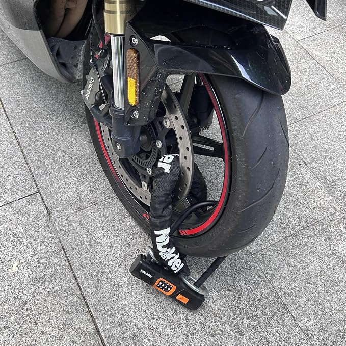 NDakter Bike Locks Heavy Duty Anti Theft, Keyless Combination Motorcycle U Lock for Ebike with 4FT x 6mm Chain, 4-Digit Combo Electric Bicycle Wheel Lock for Escooter, Fat-Tire Moped, Dirt-Bike