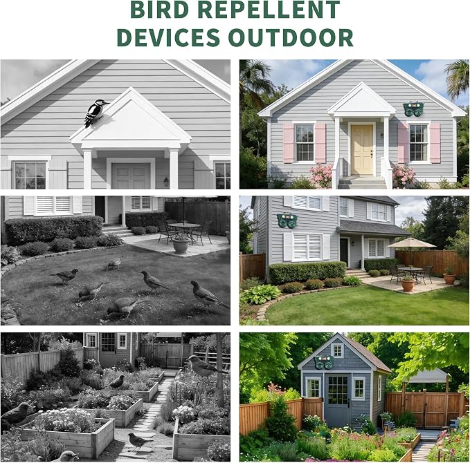 2026 New Ultrasonic Bird Repeller Solar Powered Outdoor Motion Activated Bird Pigeon Deterrents for Outside with Flash Light IP65 Woodpecker Goose Repellent Devices for Rooftops Porch Patio Balconies