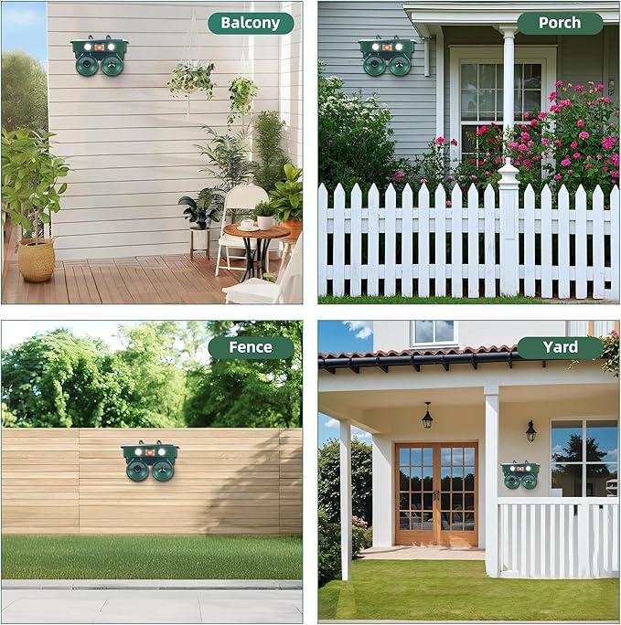 2026 New Ultrasonic Bird Repeller Solar Powered Outdoor IP65 Motion Activated Bird Pigeon Deterrents for Outside with Flash Light Woodpecker Goose Repellent Devices for Rooftops Porch Patio Balconies