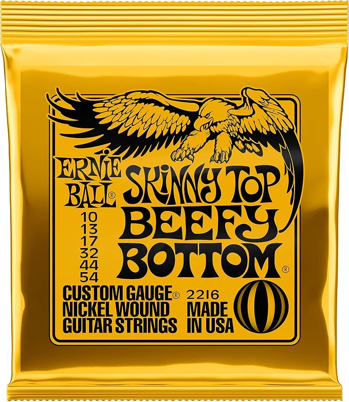 Ernie Ball Skinny Top Beefy Bottom Slinky Nickel Wound Electric Guitar Strings, 10-54 Gauge (P02216)