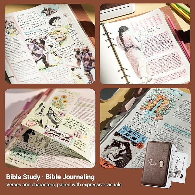 Bible Study Journal Accessories, Mini Thermal Printer FP31, Christian Gifts for Women Kids Confirmation Baptisms Religious Birthday Index Tabs, Compatible with 2" & 3" Stickers, with 4 Rolls