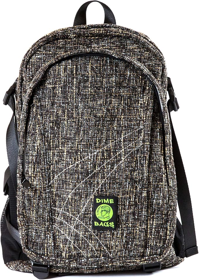 DIME BAGS Backpack For Travel, Durable Hempster Material, 9 Storage Compartments & 2 Side Bottle Pockets, Fits 17” Laptop, Adjustable Padded Straps, Hidden Internal Pocket (Concrete)