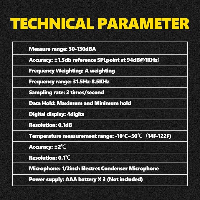 Sound Level Meter 30-130dB Decibel Meter Data Logger Noise Meter Professional Monitoring Tester Digital Audio Level Meter for Classroom Workshop Home