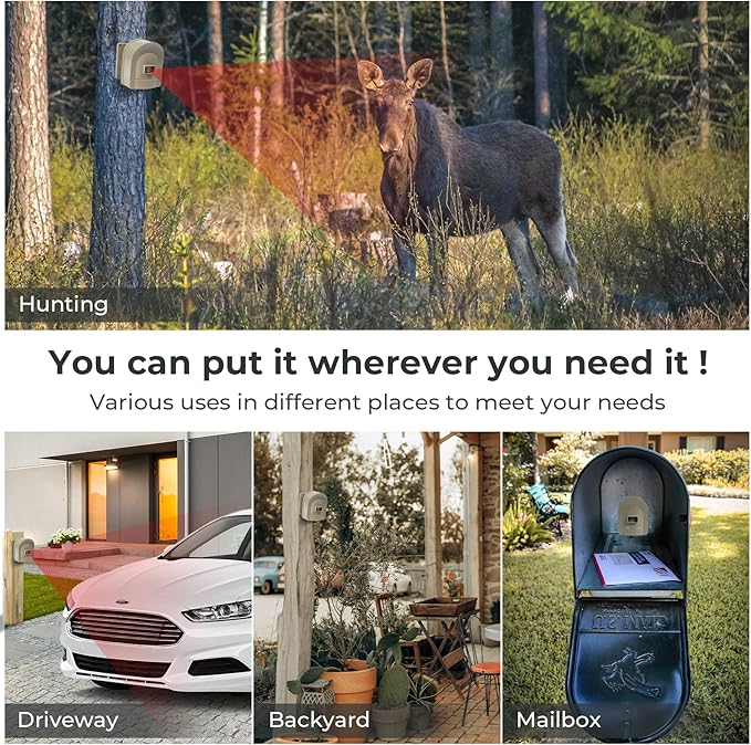 1/2 Mile Hosmart Driveway Alarm Wireless Sensor System & Driveway Sensor Alert System Weatherproof Security Outdoor Motion Sensor & Detector