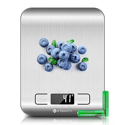 Etekcity 11lb Digital Kitchen Food Scales, 304 Stainless Steel with Removable Bowls and Backlit LCD