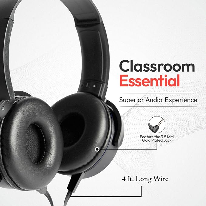 Bulk Headphones for Classroom, 12 Pack Durable Wired School Headphones for Students. Teacher Must Haves Supplies from Elementary to College (Mixed Color)