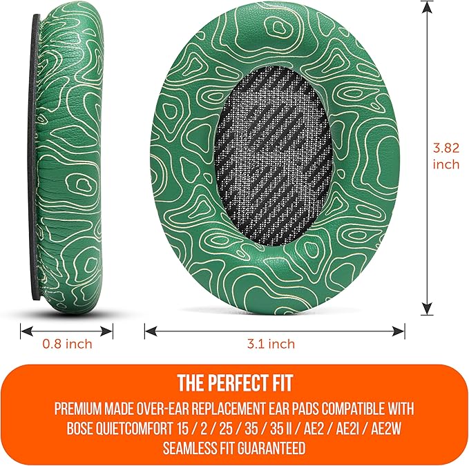 WC Wicked Cushions Upgraded Replacement Ear Pads for Bose QC35 & QC35ii (QuietComfort 35) Headphones & More - Softer Leather, Luxurious Memory Foam, Added Thickness, Extra Durability | Emerald Tide