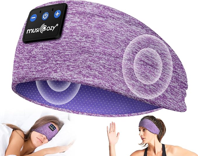 MUSICOZY Sleep Headphones Bluetooth 5.4 Headband, Wireless Earphones Music Sleep Earbuds Sleeping Eye Mask with HD Stereo Speakers for Workout Running Travel Yoga, Ideal Gifts for Men Women Mom Dad