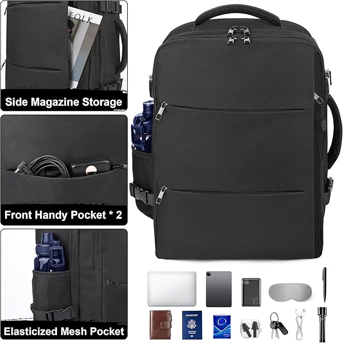 DEYACE Travel Backpack for Men Women, TSA Approved Carry On Backpack Personal Item Size Airplane Approved Weekender Bag, Water Resistant Lightweight Laptop Daypack for Flight