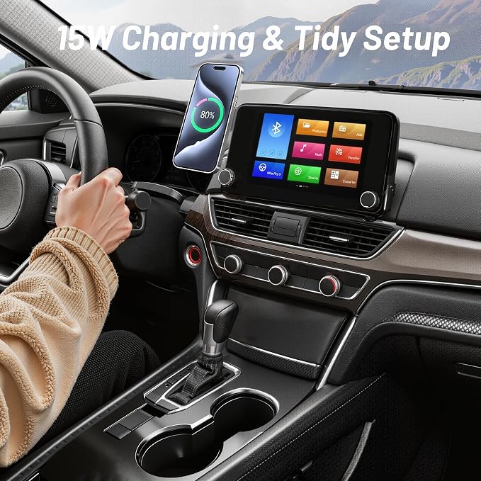 Car Phone Holder for Honda Accord (2018-2022 10th Gen, ONLY Fits 8" Screen), MagSafe Car Mount Charger, Magnetic Phone Holder, 15W Wireless Charging, 360° & Hands Free, Car Interior Accessories