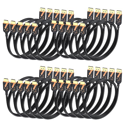 4K DisplayPort to HDMI Cables 20-Pack, 6FT DP to HDMI Cable Adapter Male to Male Gold-Plated, Supports UHD Video and Audio for Computer, Monitor, HDTV, Projector-(Not-Bidirectional)