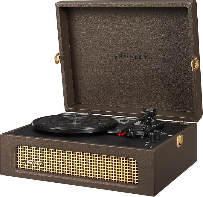 Crosley CR8017B-CO Voyager Vintage Portable Vinyl Record Player Turntable with Bluetooth in/Out and Built-in Speakers, Cocoa | Vinyl Record Player, Bluetooth In/Out, Built-in Speakers