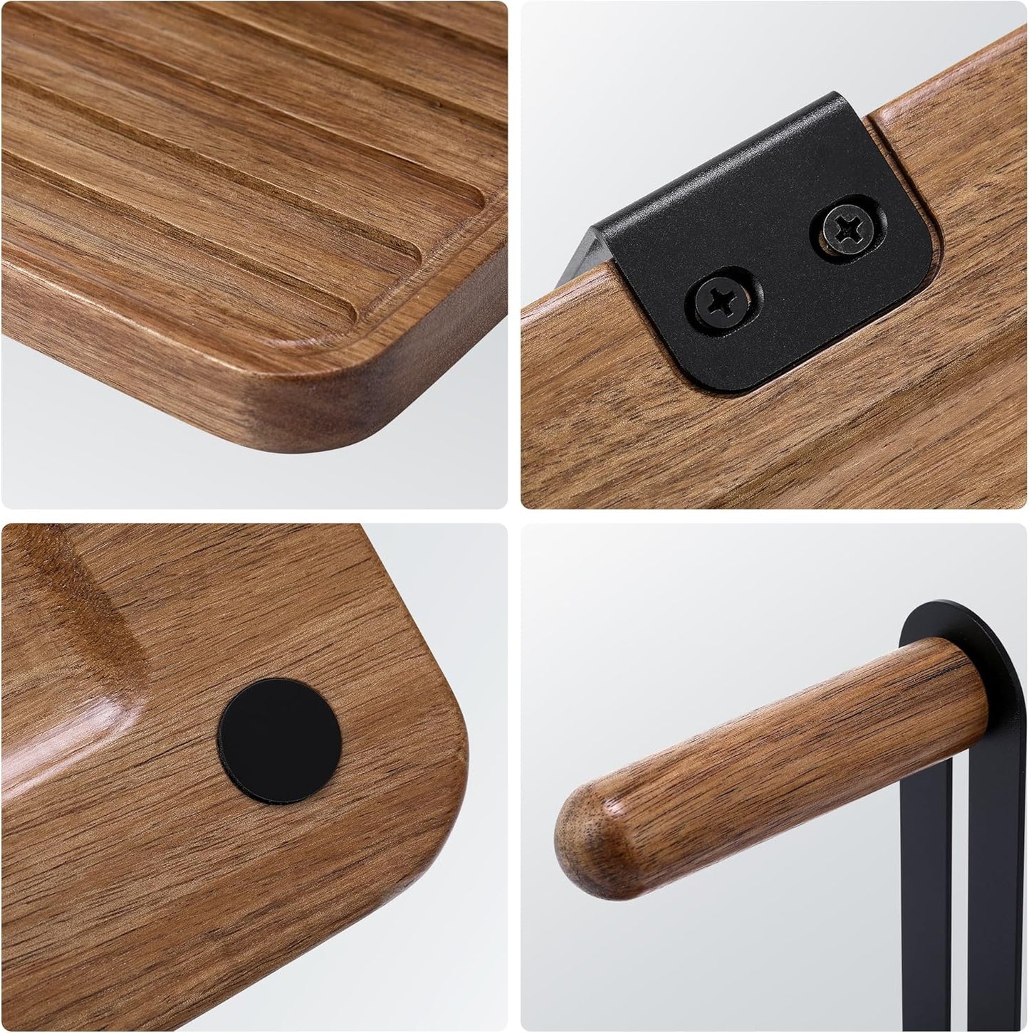 Headphone Holder For Desk,Desk Headphone Mount Rack,Headphone Stand With Storage Base,Accessories Managment,Solid Wood,Matte Black