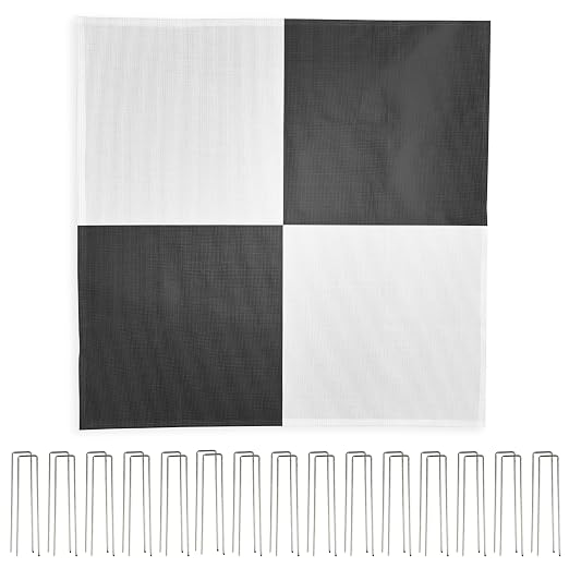 Sky High Bull's-Eye (48"x48") XL Degradable Drone Ground Control Point GCP with 30 Staples (Black/White Checkerboard) | Aerial Targets for Drone Mapping & Surveying | Compatible with DroneDeploy
