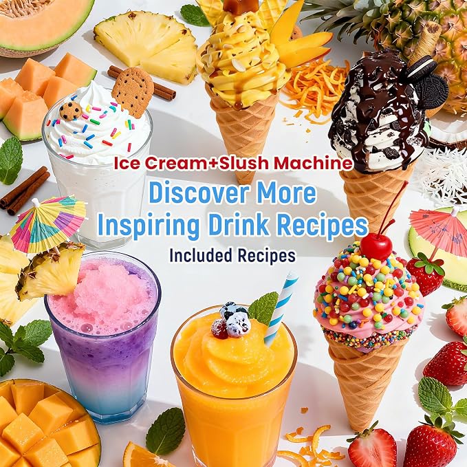 Slushie Machine & Ice Cream Maker, 85oz Larger Slushie Machine for Home, LED Display | 6 Preset Programs | Auto-Clean, Perfect for Margaritas, Frappes, Milkshakes & Smoothies, No Ice Needed