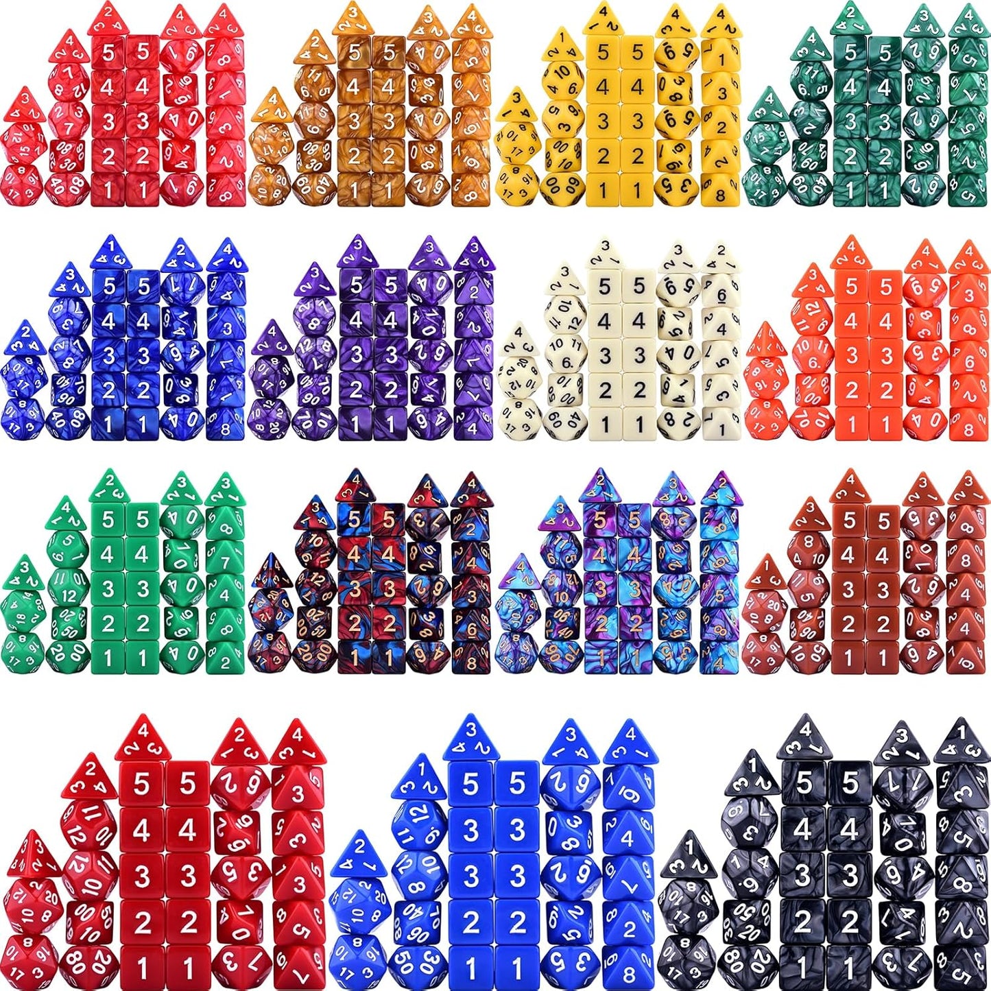 Extended RPG Dice Set 15 x 31 Polyhedral Dice (465pcs) for DND Tabletop Role-Playing Games (15 Colors - Classic)