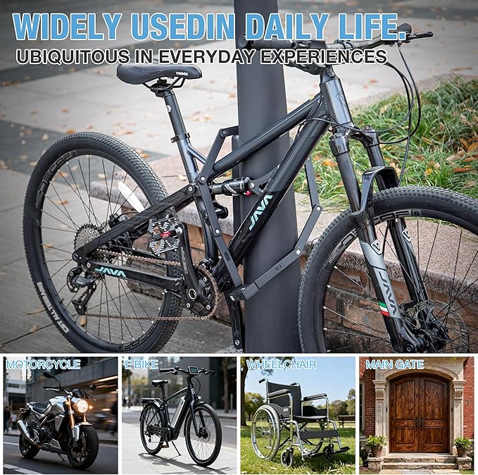 Foldable Bike Lock - Compact Folding Bicycle Lock with 3 Keys - Frame Mount Anti-Theft Locks for E-Bike, Motorcycle, Scooter, Bicycle, Door, Gate (PINN-828-120)