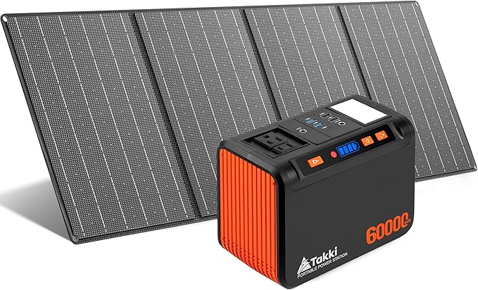 Takki Solar Generator 250W Portable Power Station with 40W Solar Panels 222Wh Pure Sine Wave Camping Lithium Battery Power Pack with AC 110V Outlet for Camping CPAP Home Use Emergency Outdoor