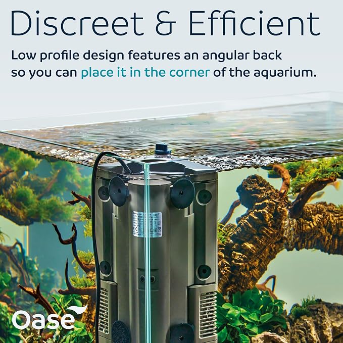 Oase BioPlus Thermo 100 Compact Internal Filter for Clean & Clear Aquarium Water – Easy Maintenance, Discreet Corner Mount, Integrated Heater, for Freshwater Tanks up to 30 Gallons