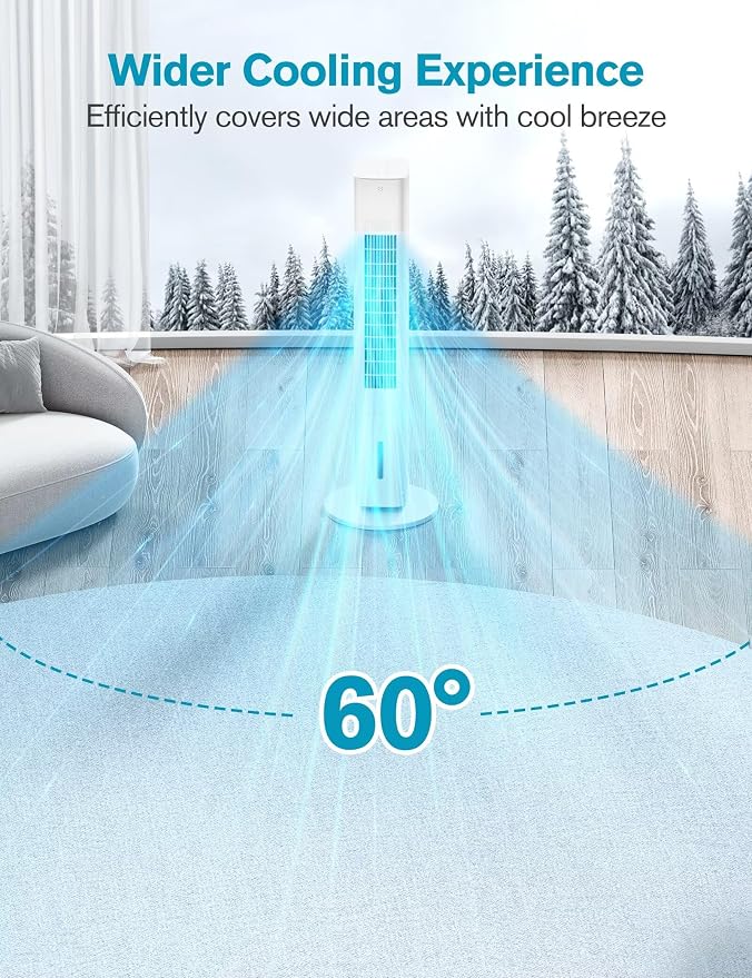 Windowless Portable Air Conditioner, Evaporative Air Cooler w/1.2L Water Tank, 3 Ice Packs, 7H Timer, 60° Swing, No Hose No Window Needed, 3-IN-1 Portable AC Unit for Room Bedroom Outdoor, white-8