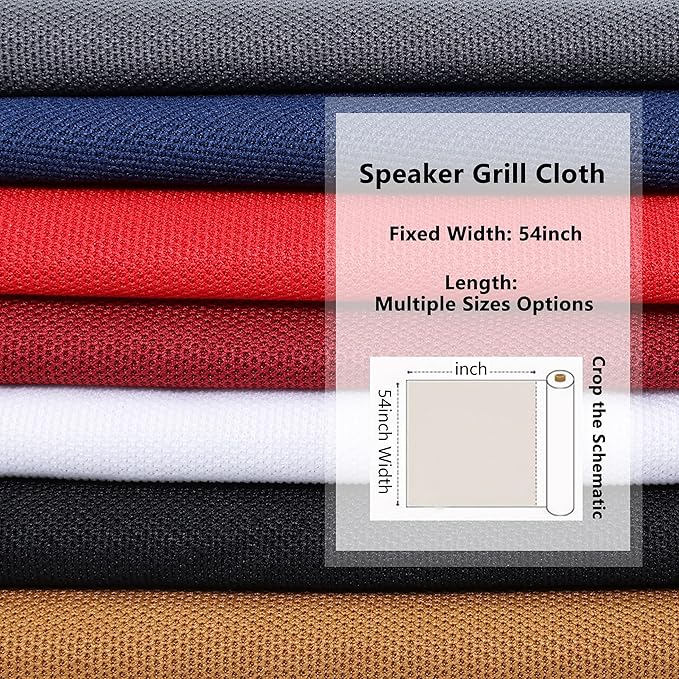 96" x 54" Speaker Grill Cloth, Stereo Grill Mesh Fabric Dustproof Replacement for Custom Cabinets Speaker Cloth Restoration Home Audio Decor Subwoofer Covers Black