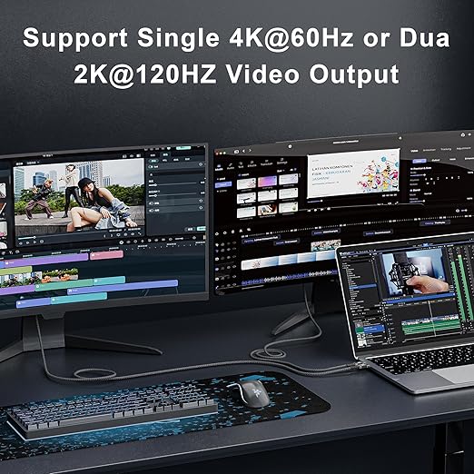 USBC Cable 3.3FT Compatible with Thunderbolt 3,USB C 3.1 Gen 1 Cable 10Gbps Data Transfer,4K@60Hz/2K@120Hz Video Output Monitor Cord,Type-C Nylon Braided PD3.0 100W Fast Charging.