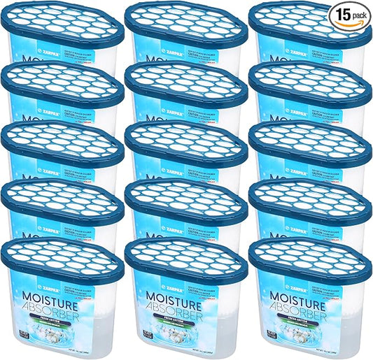 ZARPAX Moisture Absorber Fresh Cotton 10.5 oz/300g | Removes Moisture, Damp & Humidity | Odor Absorber With Fresh Cotton Fragrance | Moisture Trap for Bathroom, Closet, Kitchen | Set of 15