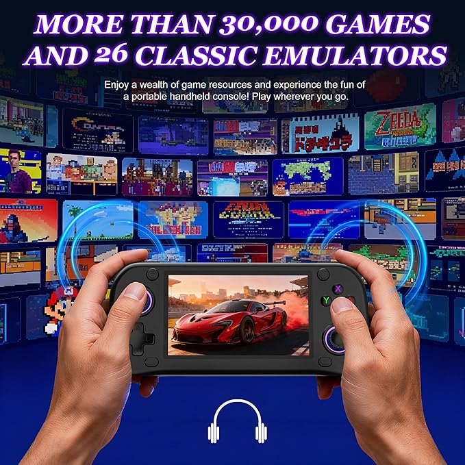 G28 Retro Handheld Game Console - 20,000+ Preloaded Retro Games, 4.3" IPS Screen, 64GB Expandable, Plug and Play Portable Gaming Console with OTG, 2000mAh Battery (Black)