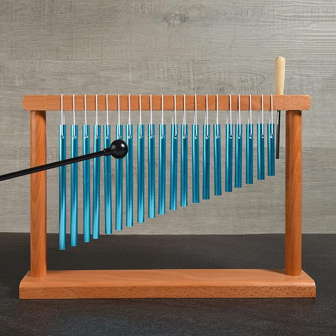 20 Tone Chime Table Top Wind Chime Bell Music Percussion Instrument with Mallet, Blue