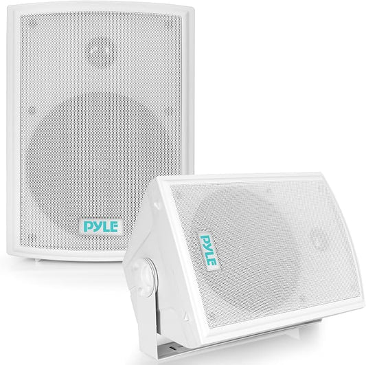 Pyle Home Pyle PDWR63 Dual Waterproof Outdoor Speaker System-6.5 Inch Pair of Weatherproof Wall or Ceiling Mounted White Speakers w/Heavy Duty Grill,Universal Mount-for Use in The Pool,Patio